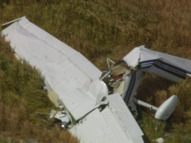 A small plane has crashed in Parwan, near Bacchus Marsh, northwest of Melbourne. Picture: 7News