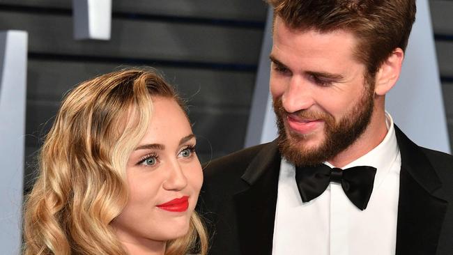 Miley Cyrus and Liam Hemsworth. Picture: Getty