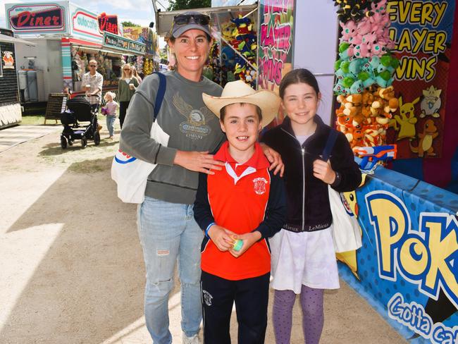 Attendees enjoying the 159th Sale Agricultural Show at the Sale Showgrounds on Friday, November 01, 2024: Steph Connley, Jimmy and Lacey. Picture: Jack Colantuono