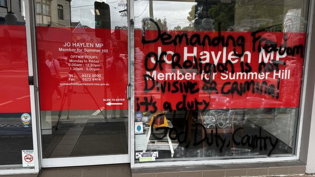 The Marrickville office of the Member for Summer Hill, Jo Haylen, has been vandalised. Picture: Supplied