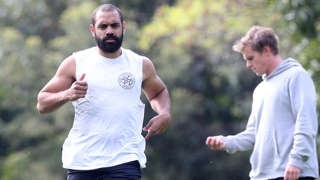 Chris Yarran has been training with a personal trainer, Tom Couch in a bid to return to AFL. Picture: Yuri Kouzmin