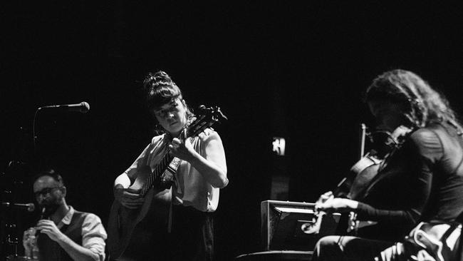 Lisa O'Neill with Brian Leach and Ingrid Lyons in the Singular Voice concert. Picture: Jess Gleeson