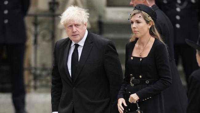 Johnson and wife Carrie at Westminster Abbey ahead of the state funeral of Queen Elizabeth II last month.