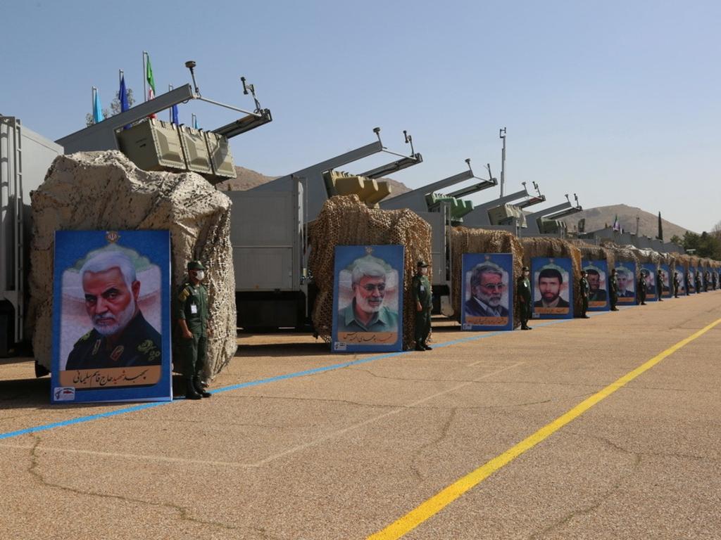 Military equipment on displayed at the new ‘missile city’ of IRGC naval unit at an undisclosed location in Iran. Picture: Iranian Revolutionary Guard Office/Sepahnews /EPA