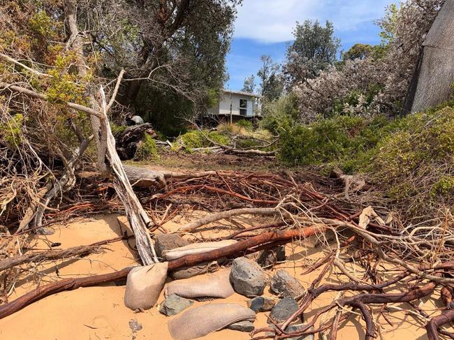 The impact of coastal erosion at Silverleaves Beach.