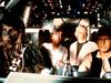 (L-r) Chewbacca character with actor Mark Hamill, Alec Guinness and Harrison Ford in the Millennium Falcon in scene from Special Edition "Star Wars" film trilogy. /Films/Titles/Star/Wars