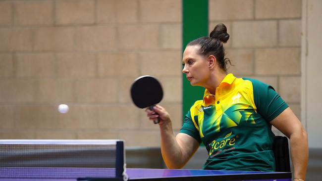 Tscharke in action for Australia. She will make her Commonwealth Games debut next week after seven years in table tennis. Picture: Table Tennis Australia