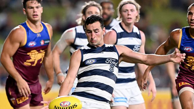 Sam Simpson returned for Geelong against Brisbane. Picture: Bradley Kanaris/Getty Images