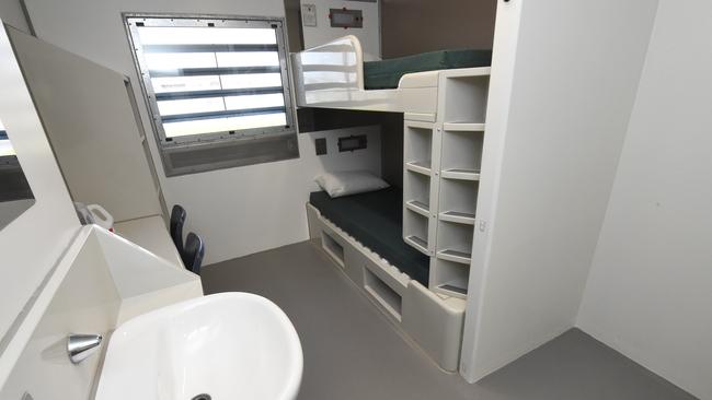 A shot of the inside of a prison cell at MRC in Ravenhall. Picture: Tony Gough