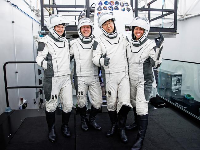 From left to right, Rabea Rogge, Eric Philips, Chun Wang and Jannicke Mikkelsen training at SpaceX for their Fram2 mission. Picture: Fram2