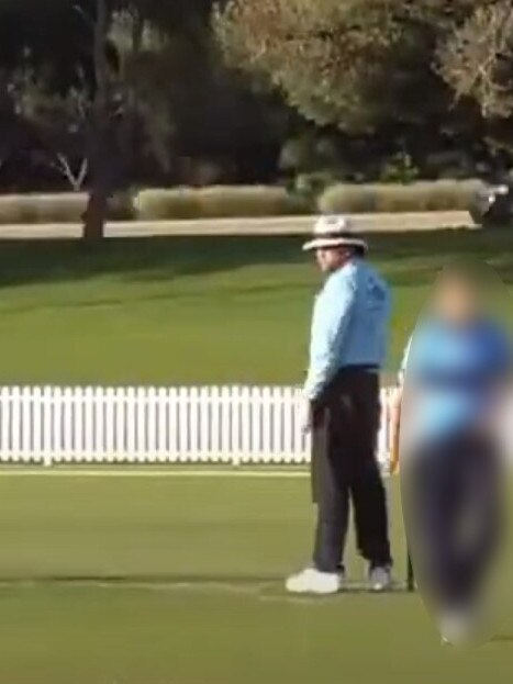 Brett Allford umpiring a cricket game. Picture: YouTube