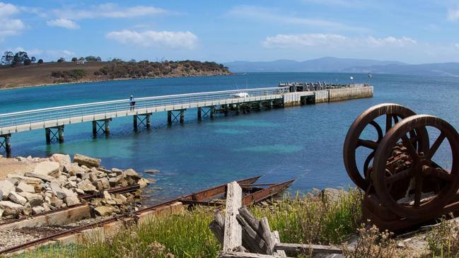 Catch the ferry to the Maria Island jetty, pictured, from the East Coast town of Triabunna.