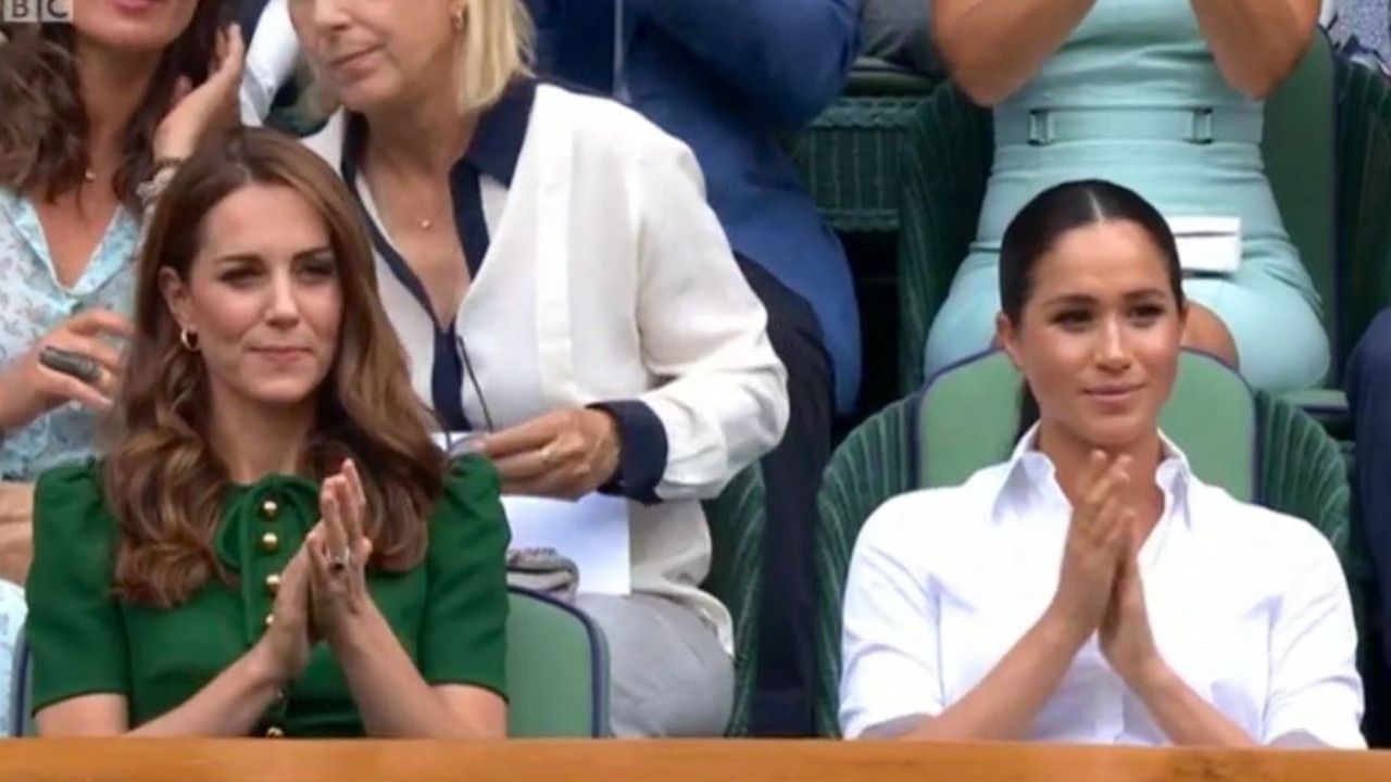 Meghan and Kate sit next to each other at Wimbledon for the women's final.