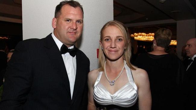 Tim Cook (horse trainer) with his partner the Jockey that fell off a horse Carly-Mae Pye.