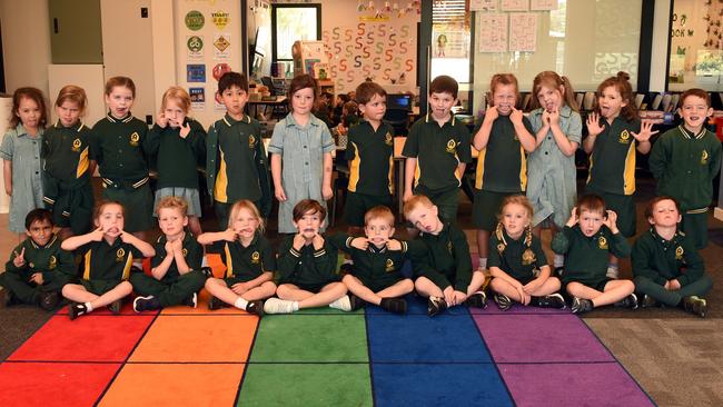 Highton Primary School. Foundation A Back Row L/R. Margaux Nguyen, Poppy Heneka, Mila Verschuur, Celine Bryant, Bowie Nott, Lexi Gray, Frederick Steenberg, Cooper Jago, Isla Ayerbe, Camilla Waters, Cosima Ballinger-Gledhill, Alexander Taleski Front Row L/R. Arjun Patel, Charlotte Quarterman, James Simmons, Grace Kirby, Manning Bruscella, Edmund Seach, Billy Gannon, Ellera Toyne, Joash Hamer, Rhein Wheeler
