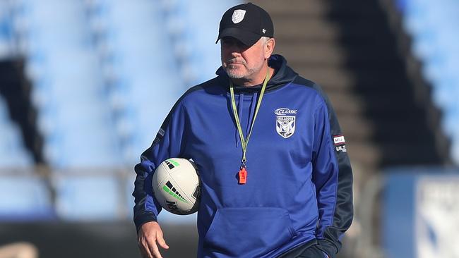 Coach Dean Pay during Bulldogs NRL training at Belmore Sportsground, Sydney. Picture: Brett Costello