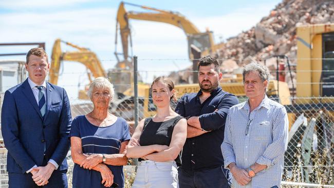 MP Joe Szakacs with local residents Kath, Michelle, Anthony and Darren outside the Old Red Brick Co works in Beverley. Picture: Brenton Edwards