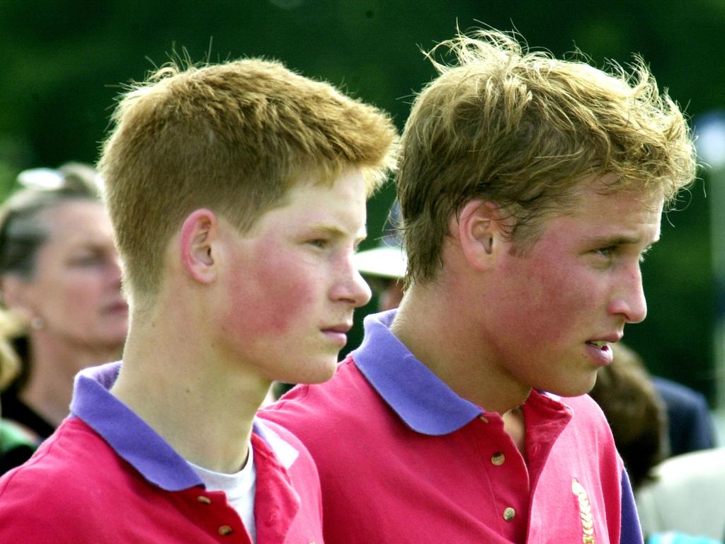 Prince Harry as a teenager with older brother Prince William. Picture: Getty Images