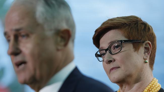 Marise Payne (right) has her eyes on Malcolm Turnbull. Picture: David Swift