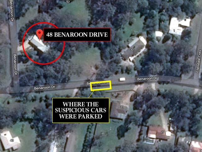 Nowhere Child: location of suspicious cars in Benaroon Drive, Kendall