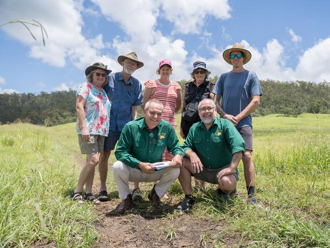 Lockyer Valley Foods has announced the purchase of a 55ha property in Withcott which will be the site of a $400 million food processing and cannery factory. Supporters of the Coop in back row, Sue and Mal McIlwraith, Katie Barron, Jill Van Stone and Patrick Mulhare with Lockyer Valley Foods CEO Colin Dorber and Lockyer Valley Fruit and Vegetable Cooperative director Andy Moore. Picture: Christine Schindler