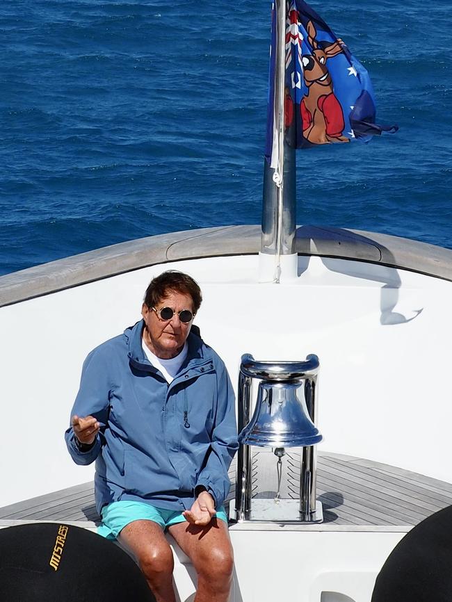 The late Keith Lloyd on his superyacht Mistress.