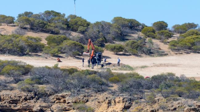 SA Police excavating the Ponde site on Wednesday. Picture: AAP / Brenton Edwards