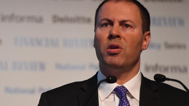 Josh Frydenberg speaking at the Australian Financial Review National Energy Summit in Sydney today. Picture: AAP Image