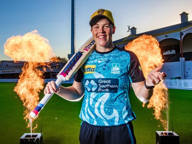 WBBL Brisbane Heat leading run scorer Grace Harris is ready to break another bat at her first home game in Brisbane tonight.Picture: Nigel Hallett