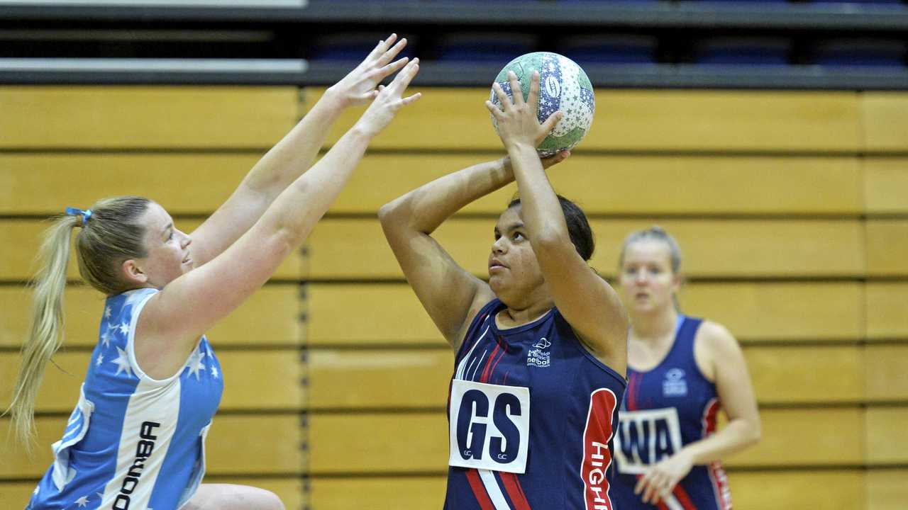 STAR PLAYER: Darling Downs Panthers 2018 MVP Kiarah Woodbridge (right) will be part of club's regional tour. Picture: Kevin Farmer