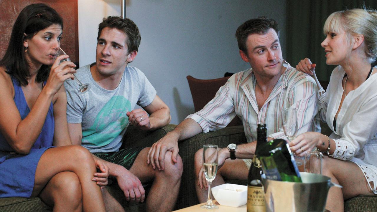 Hugh Sheridan as Ben Rafter opposite his on-screen wife Zoe Ventoura in a 2009 episode of the hit Australian drama series. Picture: Supplied.