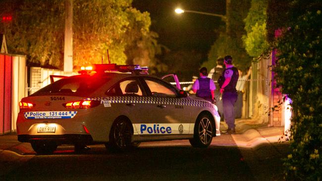 Police at the scene where the 28-year-old male had been shot.