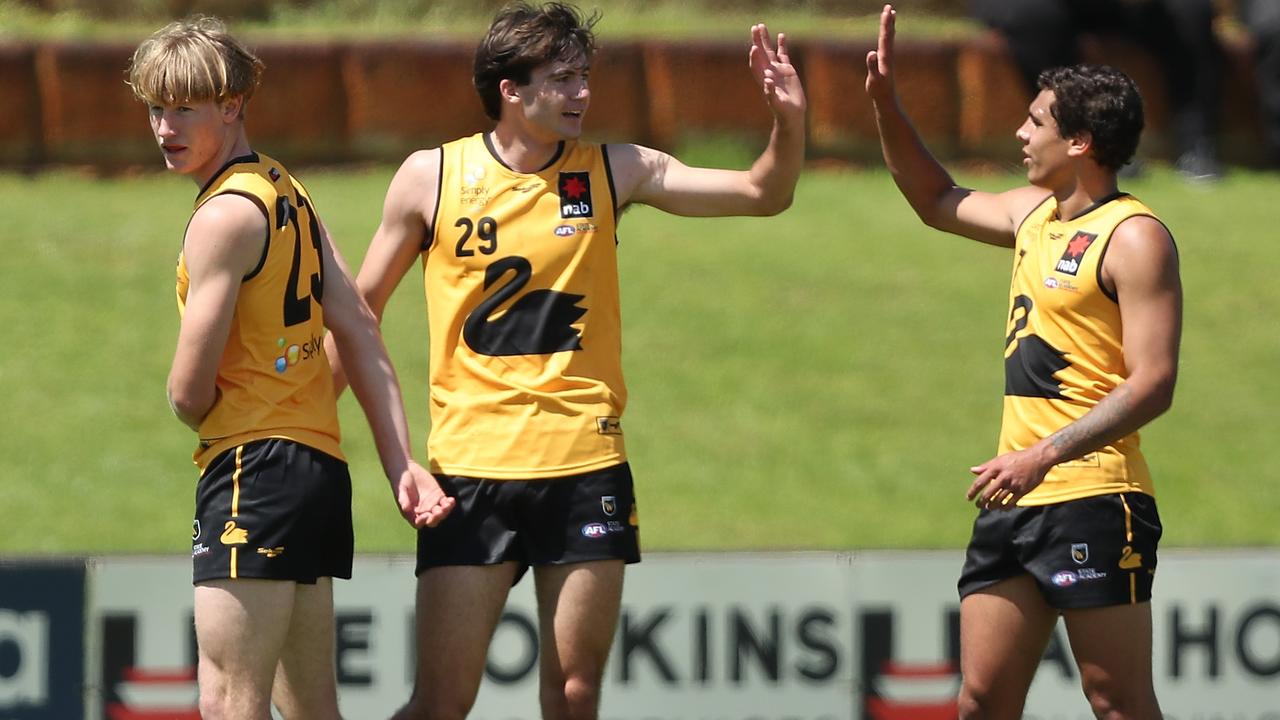 Logan McDonald (centre) during the Western Australia AFL Draft All Stars game. Picture: Paul Kane/AFL Photos/via Getty