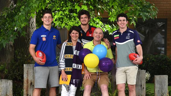 Brayshaw Brothers. Debra and Mark Brayshaw with there three sons, Hamish Brayshaw, Angus Brayshaw and Andrew Brayshaw. Picture:David Smith