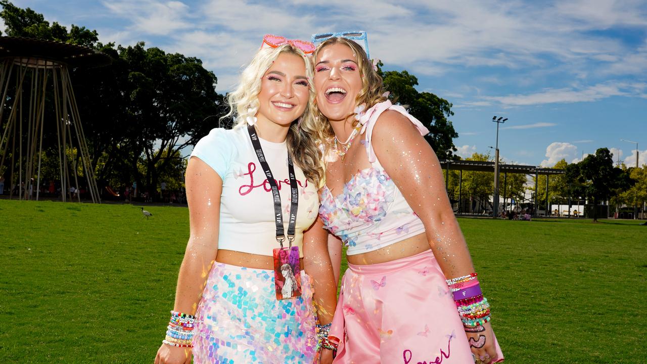 Ruby Ismay and Nicola Dodson, before the first Taylor Swift concert in Sydney. Photo: Tom Parrish