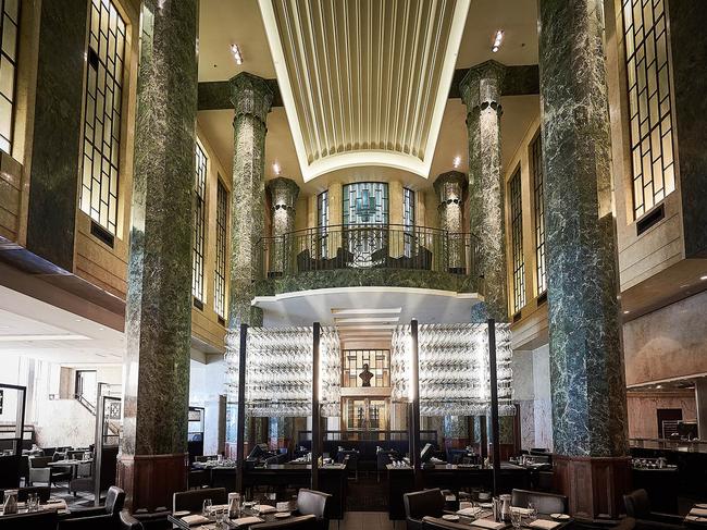 The grand interior of the Rockpool Bar and Grill in Sydney.