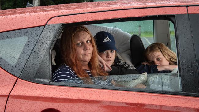 Shikera Maher pictured with two of her children, Triston, 15, and Tanesha, 18. Picture: Brad Fleet