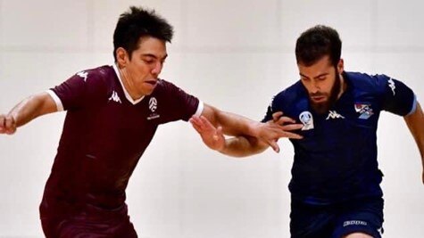 Queensland Open Men’s player Thirone Correia (left) named among best performers at Futsal Nationals.