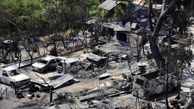 A picture taken in Vitrolles, southern France, on August 11, 2016 shows the burnt neighbourhood of Pinchinades. Picture: AFP