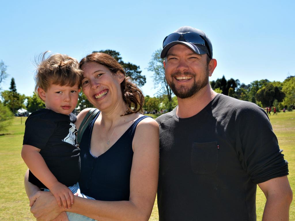 At the 2023 Grand Central Floral Parade are (from left) Lincoln, Kara and Asa Shires. Picture: Rhylea Millar