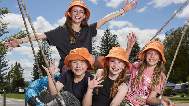 Isabella, 11, Emily, 9, Chloe, 7 and Ashton, 6, having fun at West Beach Parks. Picture: Matt Loxton