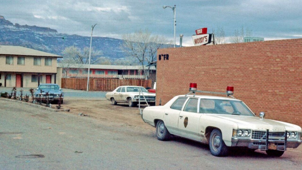 A police car is parked outside of Woody’s Tavern on March 2, 1973. Picture: Moab Police Department