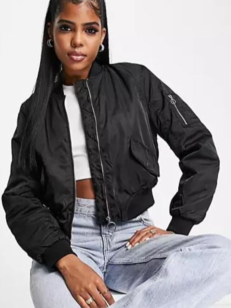 Pull&amp;Bear bomber jacket in black. Picture: ASOS.