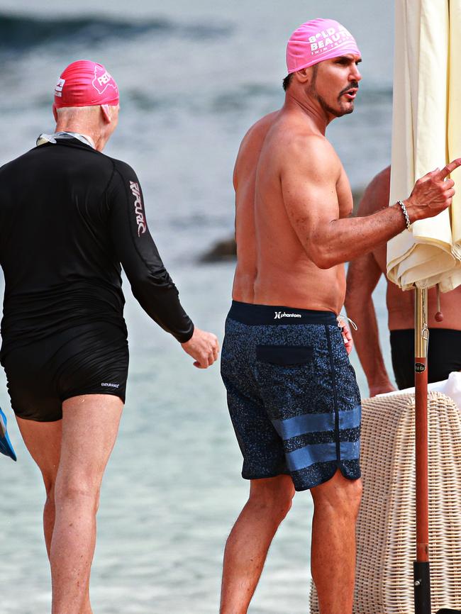 Don Diamont from The Bold and the Beautiful with the Manly Bold and Beautiful Swimmers. Picture: Adam Yip/ The Manly Daily