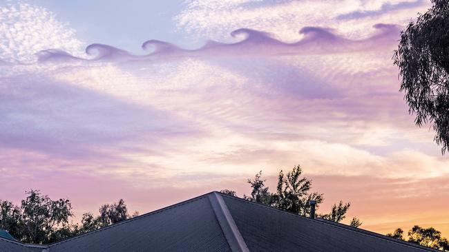 The Australian Weather Calendar 2021: Kelvin – Helmholtz clouds over Melbourne. Picture: Steven Sandner