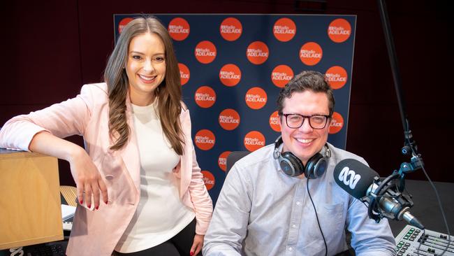 ABC Adelaide breakfast team Stacey Lee and Nikolai Beilharz. Picture: Supplied