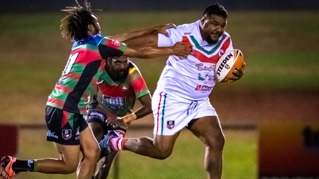 Shaun Wauchope crashed through under the sticks to tie the game in the final minutes of the match. Picture: Patch Clapp / NRL NT