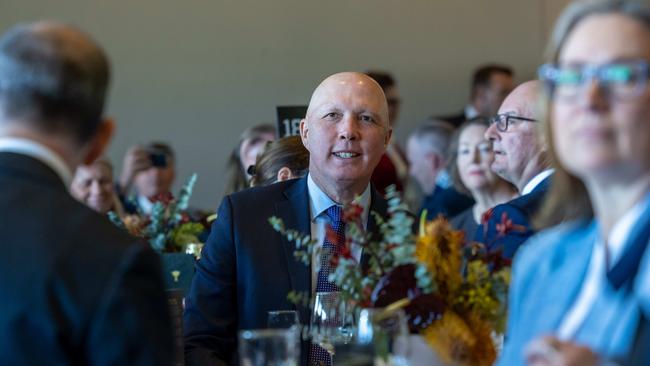 Opposition leader Peter Dutton during the 2022 Toyota AFL Grand Final match between the Geelong Cats and the Sydney Swans. Picture: Wayne Taylor/AFL Photos