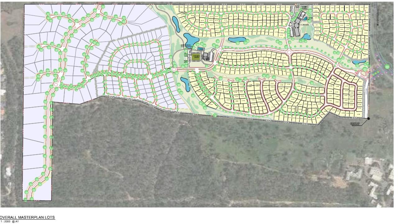 Overall lot plan for the relocatable home park and residential lots.