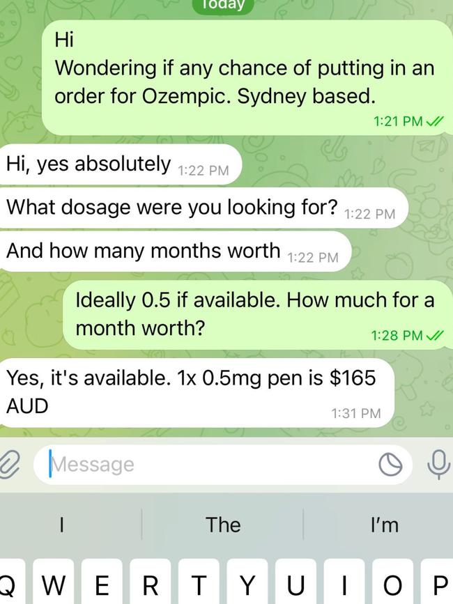 News.com.au tested just how easy it is to order Ozempic on the black market. Picture: Supplied